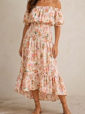 MISA Los Angeles Marilou Floral Off Shoulder Midi Dress S NWT Fits M